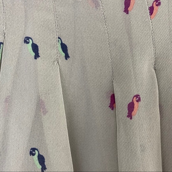 BCBGeneration Gray Skirt Pink & Green Parrot Print - Picture 2 of 8
